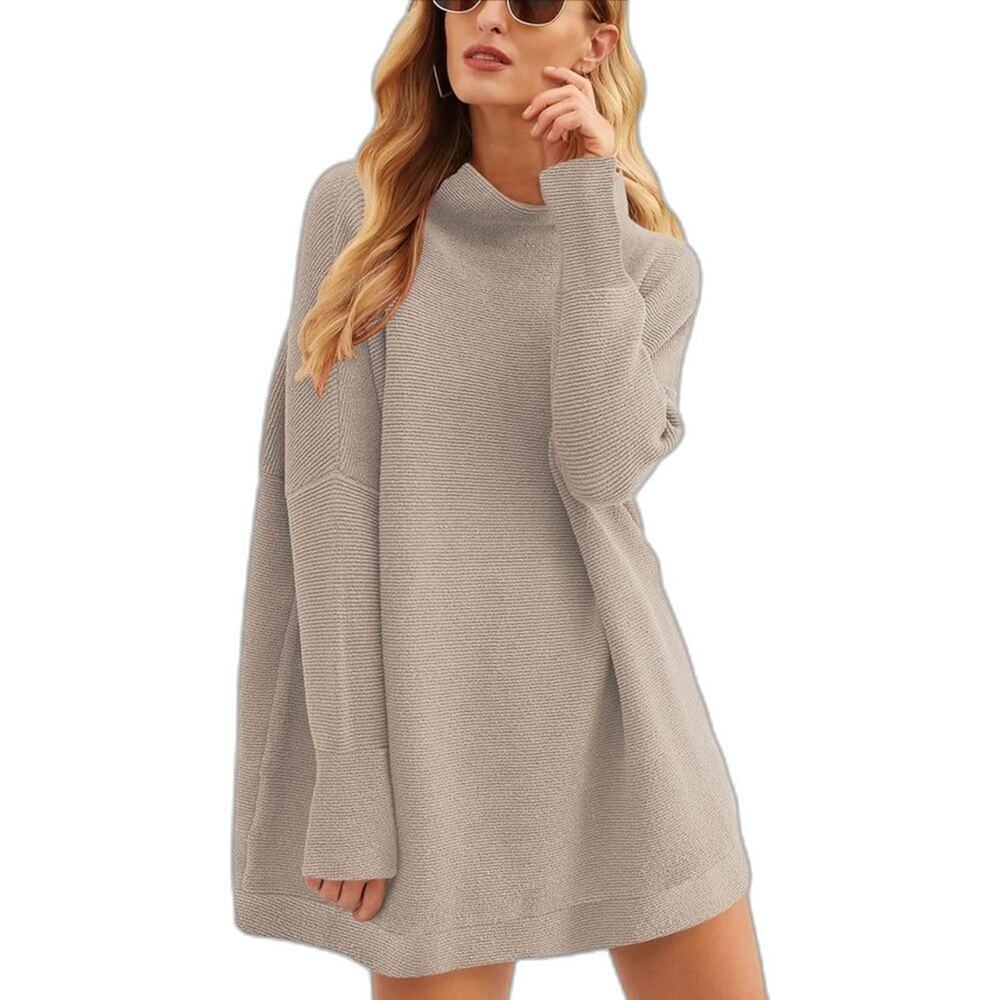 Anrabess Turtleneck Batwing Sleeve Oversized Ribbed Tunic Sweater Size S (72)